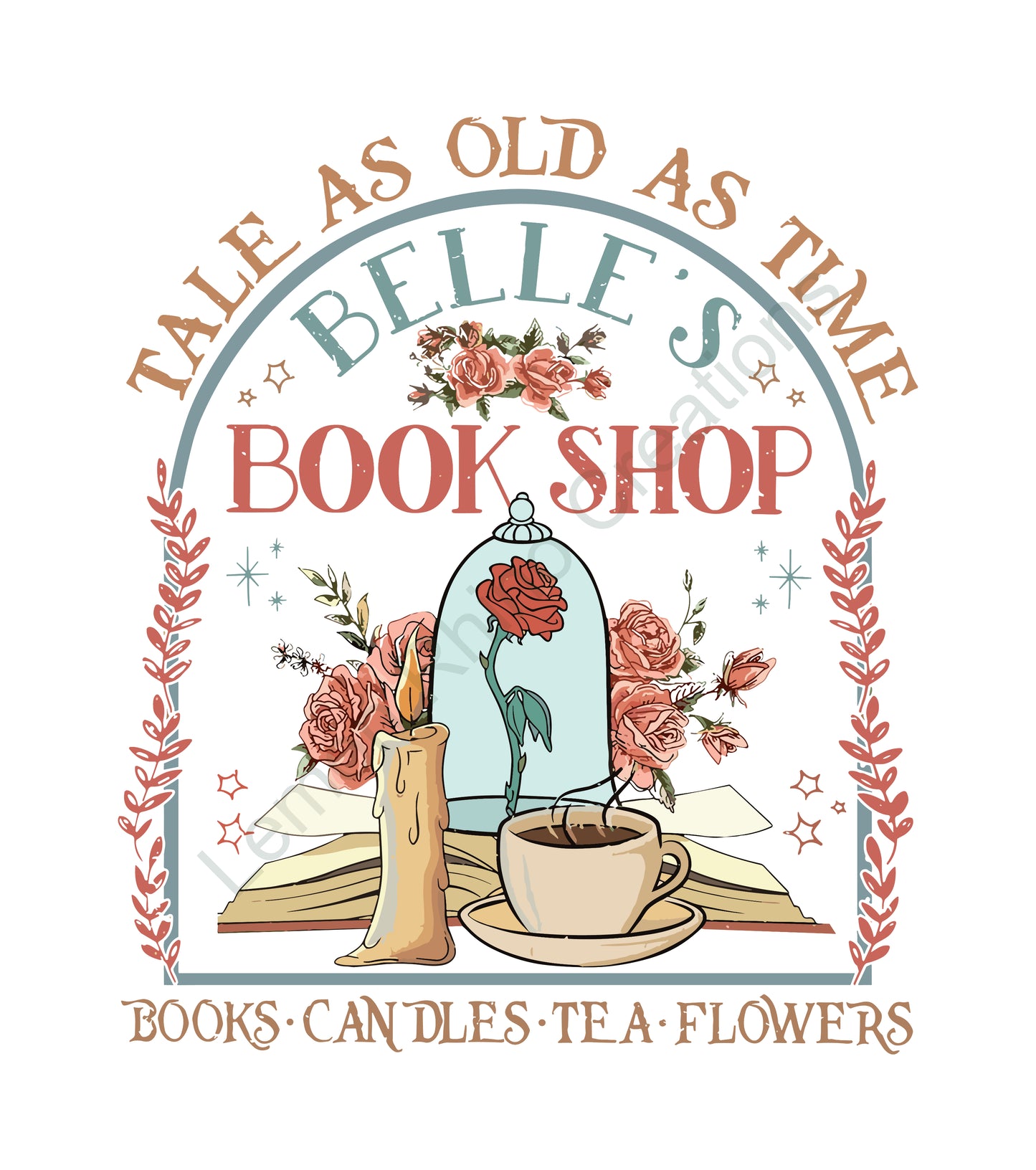 DTF Print Belle's Bookshop