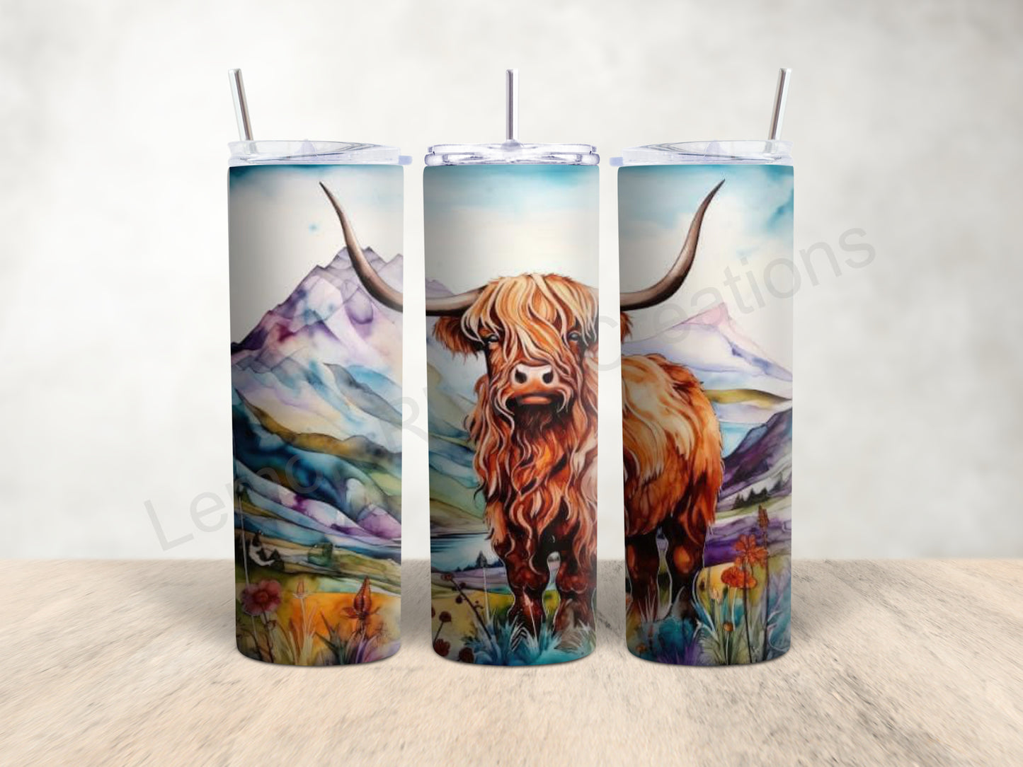 20oz Tumbler - Highland Cow Watercolour