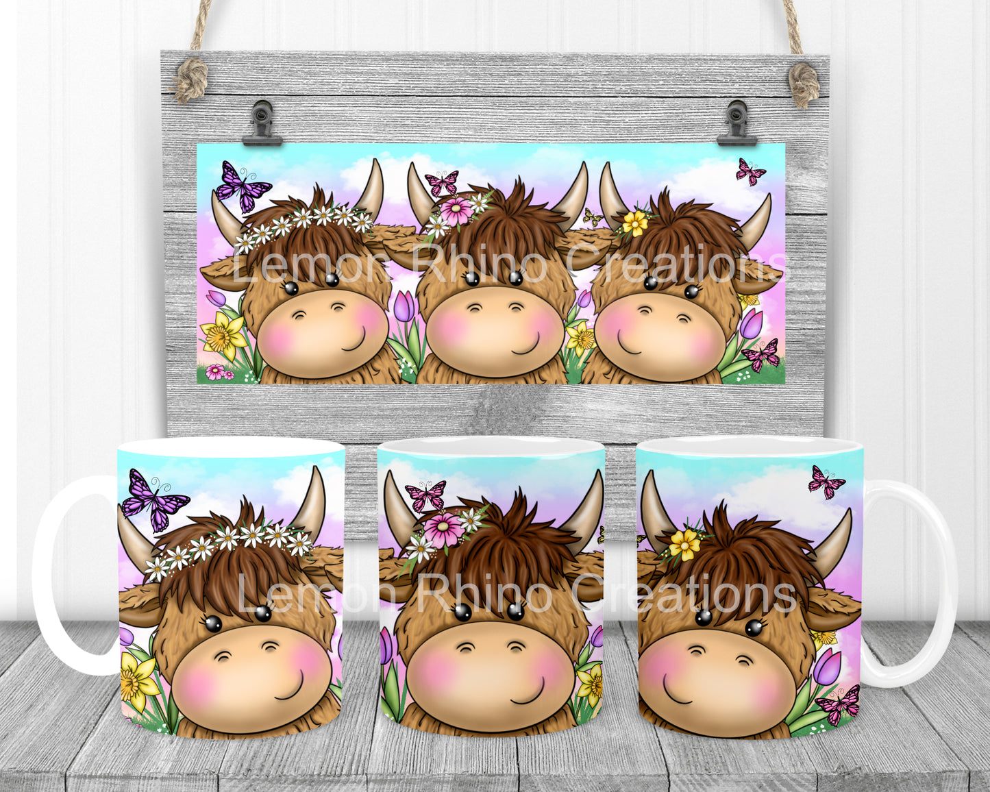 Spring Highland Cow Mug