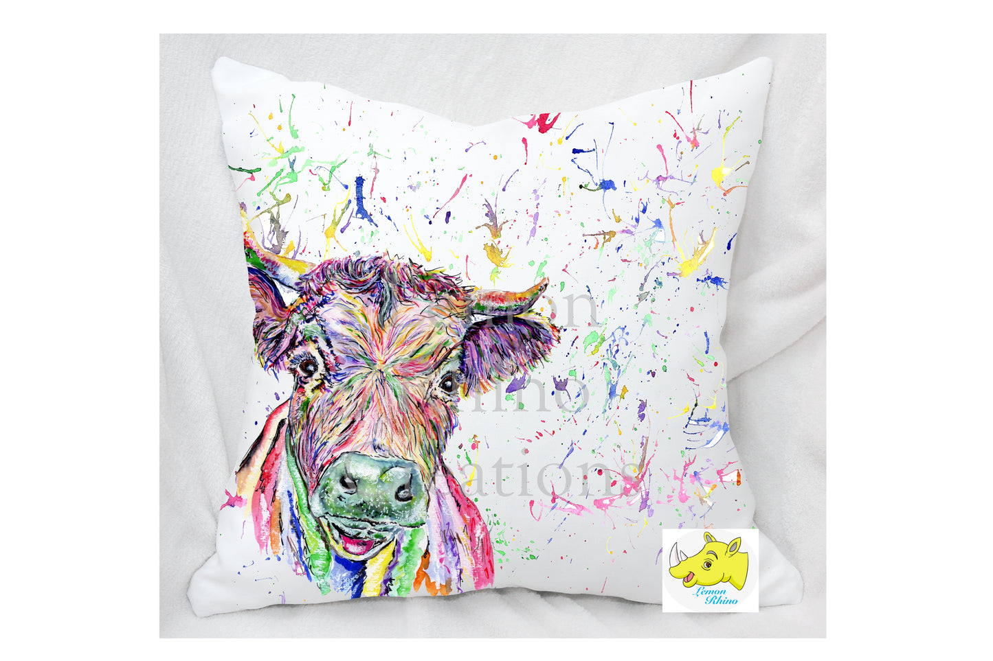 Dexter Cow Rainbow Design Cushion