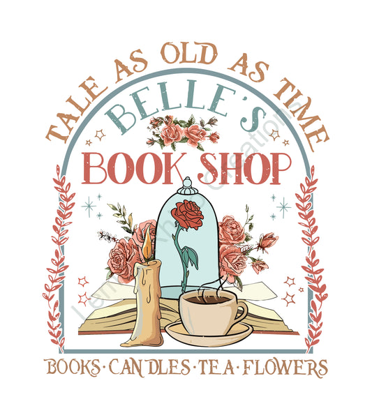 DTF Print Belle's Bookshop